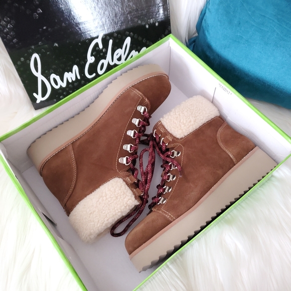 NEW Sam Edelman Franc Faux Shearling Hiking Boots - Picture 5 of 10